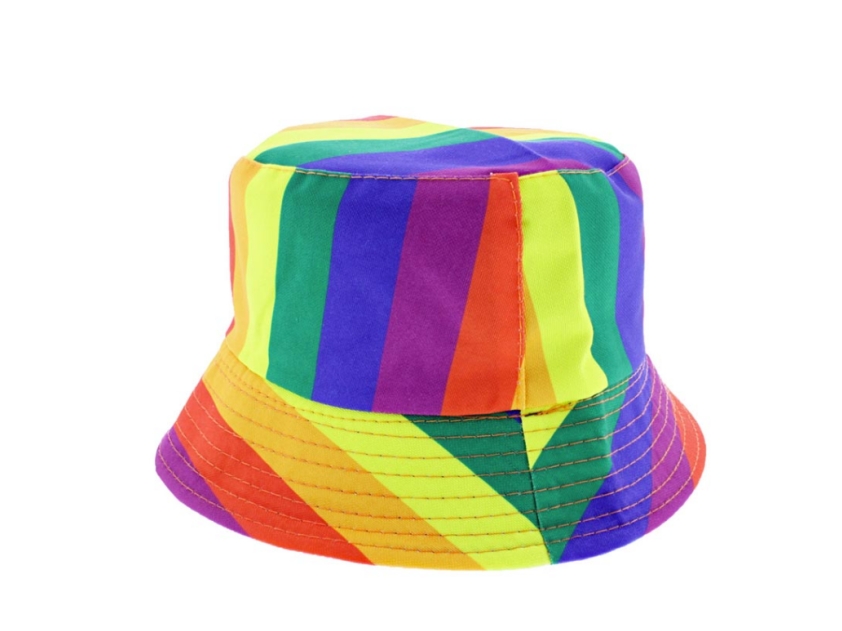a rainbow hat for sun protection